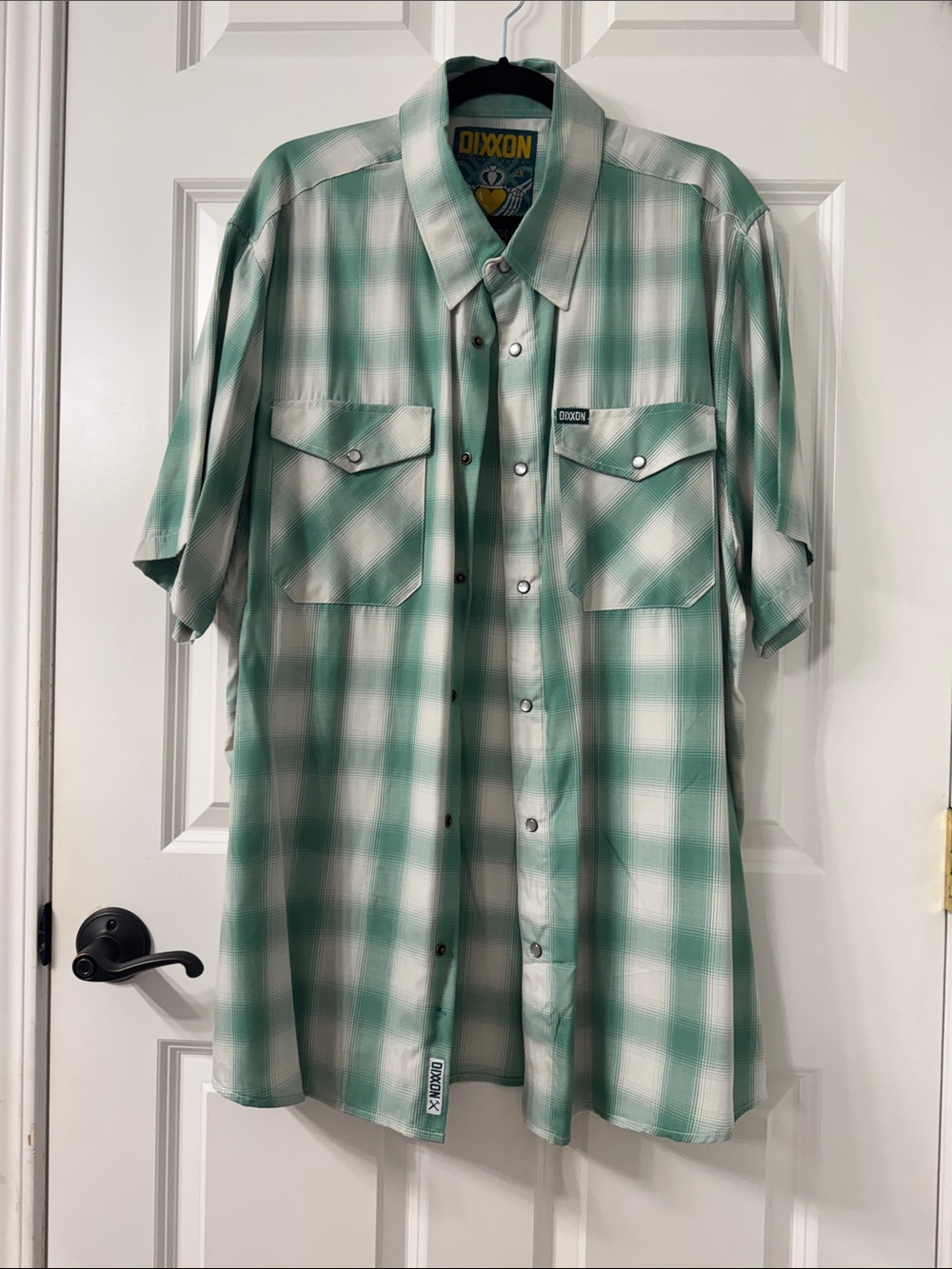 DIXXON Mint Green and White Plaid Short-Sleeve Shirt. The Clauddagh